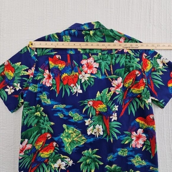 Royal Creations Hawaiian Shirt Men's XL Royal Blue Parrots Made in Hawaii EUC LN - Picture 10 of 13